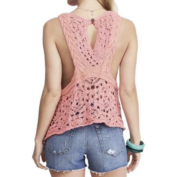 Free people Luau Crochet Tank boho knit  top - Picture 3 of 8